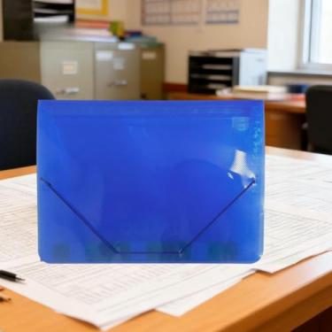 Imagem de Pasta sanfonada A4 com 12 divisórias, design expansível para documentos, organização diária, arquivo portátil para escritório, estudo e uso doméstico (Azul)