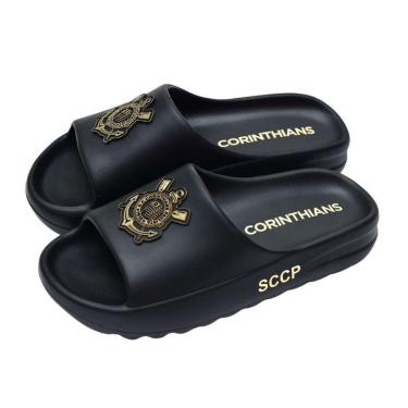 Imagem de Chinelo Nuvem Corinthians Slide Oficial Licenciado Preto-Unissex