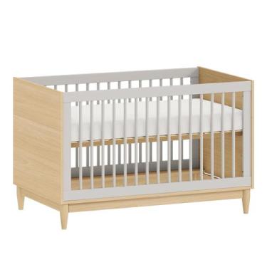 Imagem de Berço 2 em 1 Tomi  Cinza com Carvalho Malva - Quater