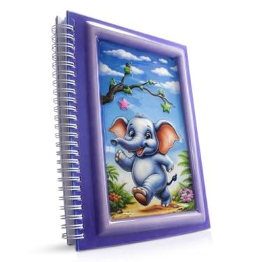 Imagem de omatek smart technologies Caderno espiral A5 – Caderno espiral de capa dura fofo com capa brilhante 3D, 80 folhas – Caderno escolar para crianças, meninas e meninos, caderno de presente – Jumbo alegre