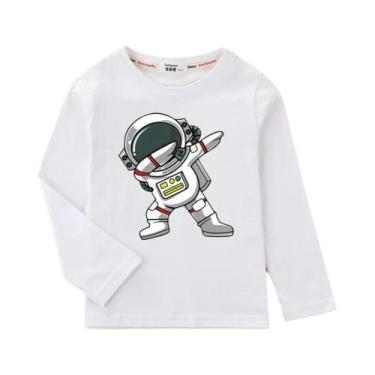 Imagem de Camiseta De Algodão Infantil Com Desenho De Astronauta, Manga Comprida