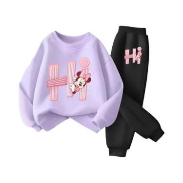 Imagem de Conjunto De Moletom Casual Para Meninas Com Estampa Da Disney, Blusa D