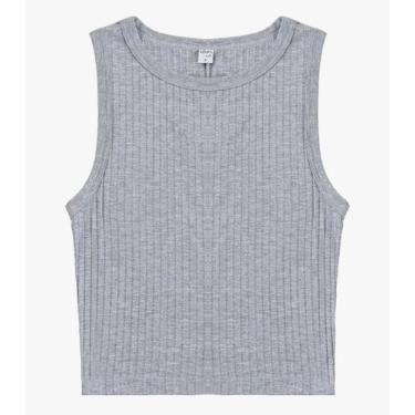 Imagem de Regata Feminina Adulto Canelada Intinita Cor Cinza, GG, Cinza