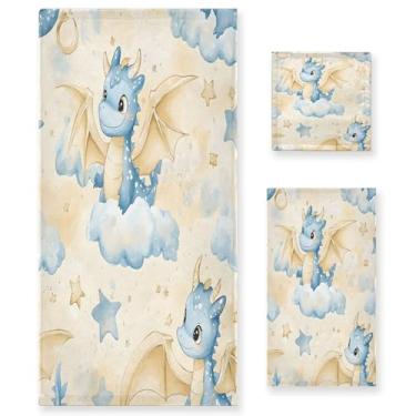 Imagem de xigua Conjunto de toalhas de banheiro com dragões fofos em aquarela absorvente macio 3 peças toalha de banho toalha de mão toalhas decorativas para banheiro, academia, hotel, praia, piscina