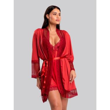 Imagem de Robe Florallys Feminino em Microfibra e Renda Confortável IMi Lingerie