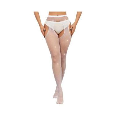 Imagem de Meias De Malha Transparentes Com Cristais, Tamanho Grande, Lingerie Se