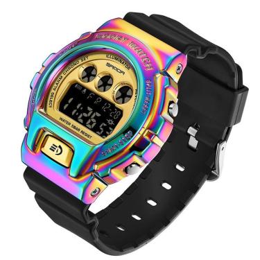 Imagem de Relógio De Pulso Militar Criativo Feminino, Impermeável Digital Azul Roxo