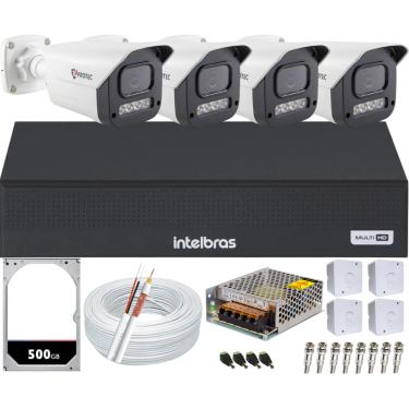 Imagem de Kit 4 Câmeras Full Color C/Áudio Dvr Intelbras 4ch 500GB