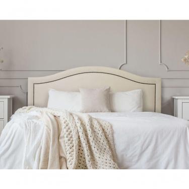 Imagem de Cabeceira King Curva Luxo 193x60 Suede Off White - Tachas Fumê