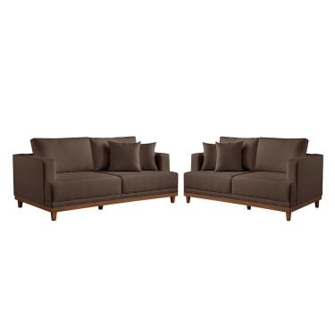 Imagem de Conjunto Sofás 2 E 3 Lugares Estofados M-175 Veludo Martins Marrom