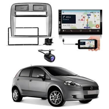 Imagem de Central Multimídia 2 Din Carplay Android Auto Fiat Punto Moldura + Câmera Grafite