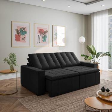 Imagem de Sofá Cama Retrátil e Reclinável 3 Lugares 260cm Veludo Palmeira CabeCa