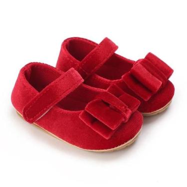 Imagem de Sapatos Princesa Com Laço Vermelho Para Bebês Meninas, Antiderrapantes