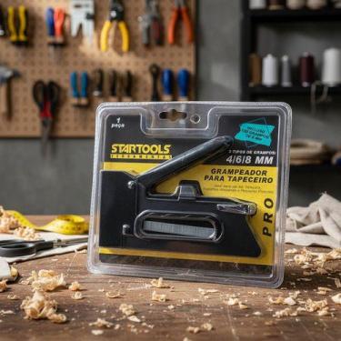Imagem de Grampeador Tapeceiro E Estofados 100 Grampos P 4, 6 Ou 8mm CorPreto - 