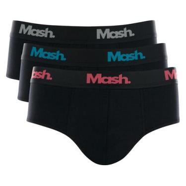 Imagem de Kit 3 Cuecas Slip Tradicional Elastico Largo Mash 113.06, GG, Preto