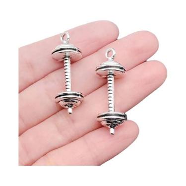 Imagem de Pingentes De Halteres Prateados Para Fitness, 10-32 Peças, Brincos Art