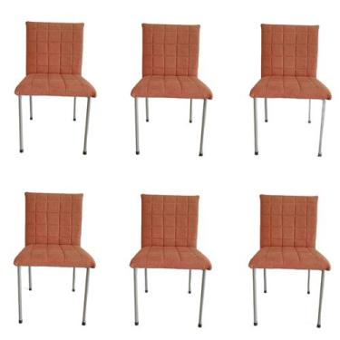 Imagem de Kit 6 Cadeiras Gael Para Sala Mesa de Jantar Moderna com Base de Ferro