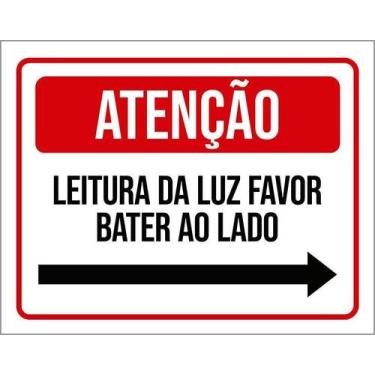 Imagem de Kit 5 Placa Acm Leitura Luz Favor Bater Seta Direita 18X23 - Sinalizo