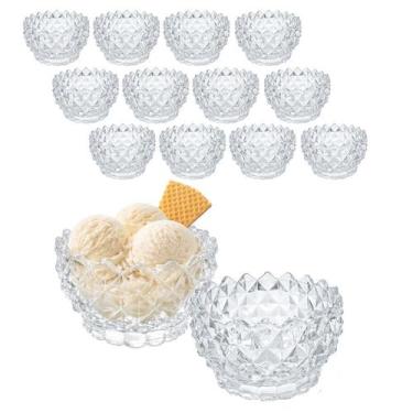 Imagem de Kit 12 Tigela Bowl Cumbuca Vidro Sobremesa Bico Jaca 155ml - CLICK HOU