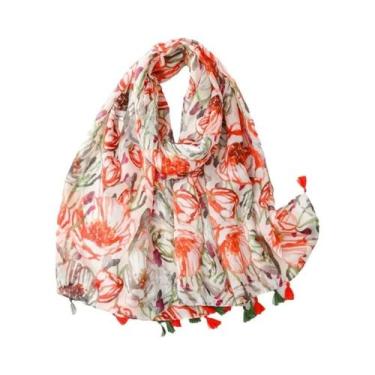 Imagem de Cachecol Aztec Paisley Floral Com Franjas, Viscose, Pashmina, Hijab 18