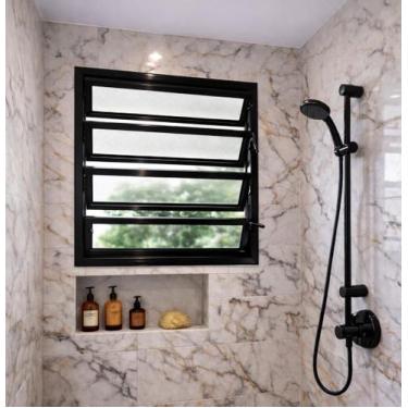 Imagem de Vitro Basculante de Alumínio Preto 80x60 Linha 25 - Brecorimo