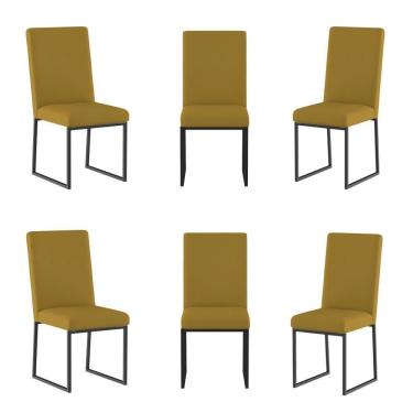 Imagem de Kit 6 Cadeiras Para Mesa De Jantar Base Industrial Preto Balaqui Capuccino