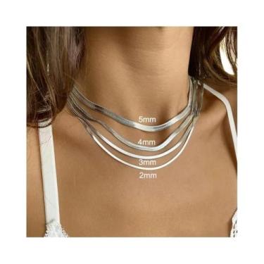 Imagem de Colar Choker De Cadeia Em Ouro Unissex Em Aço Inoxidável Herringbone 2