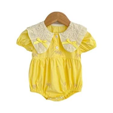 Imagem de Macacão De Verão Para Bebê Menina Recém-Nascida Com Bordado E Laço, Ro