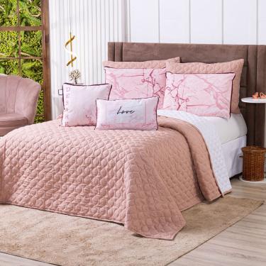 Imagem de Kit Cobre Leito Colcha Queen Verano Com Almofadas Estampadas 07 Peças - Dupla Face Perc...