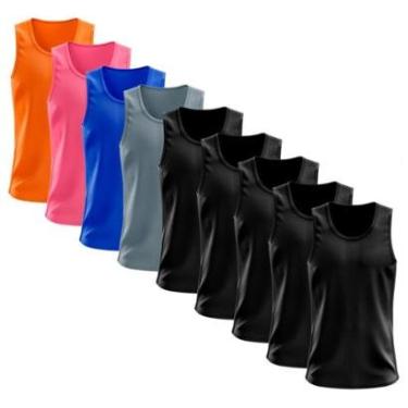 Imagem de Kit 9 Regata Dry Lisa Básica Proteção Solar UV Térmica Camiseta Treino Academia Ciclismo Regatas-Masculino