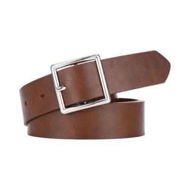 Imagem de Cinto Feminino Preto De Couro PU Macio Com Fivela Quadrada, Estilo Chi