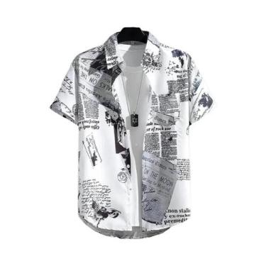 Imagem de Camisas Masculinas De Manga Curta Com Estampa, Camisa Fina Para Praia,