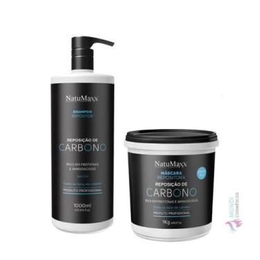 Imagem de Kit Reposição De Carbono Shampoo 1l E Máscara 1kg Natumaxx