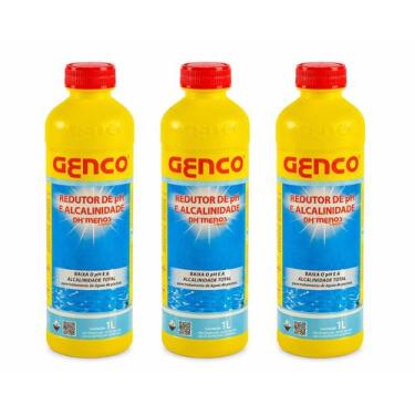 Imagem de Kit 3x pH Menos Liquido Genco 1 Litro Limpeza Piscinas
