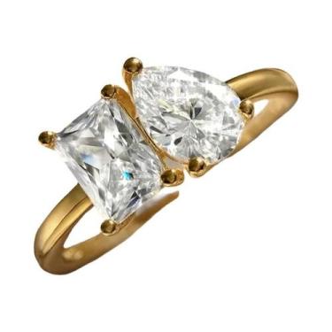 Imagem de Anel De Noivado E Casamento Feminino Em Prata Esterlina 925 Com Zircôn