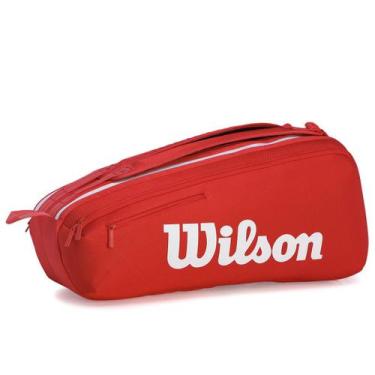 Imagem de Raqueteira Wilson Super Tour 6Pk Vermelha e Branca