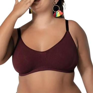 Imagem de Sutiã Confort Ultraleve Sem Costura Plus Size Demillus 061146, Vinho, 
