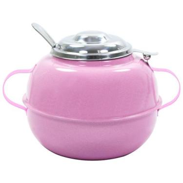 Imagem de Açucareiro De Aço Inox Colorido Rosa 500g Porta Açúcar Organizador Arm