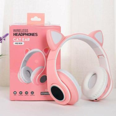 Imagem de Headphone Wireless LED Cat Ear HXZ-B39 Stereo Sound - BR, Vermelho