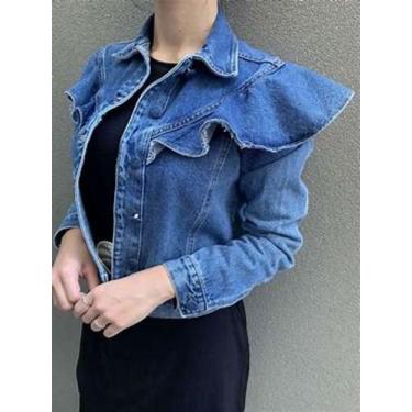 Imagem de Jaqueta jeans, azul escuro, com ombro bufante - mar