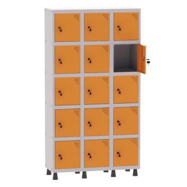 Imagem de Armário Guarda Volume Locker Roupeiro 3 Vãos 15 Portas Aço GRF503/15 C