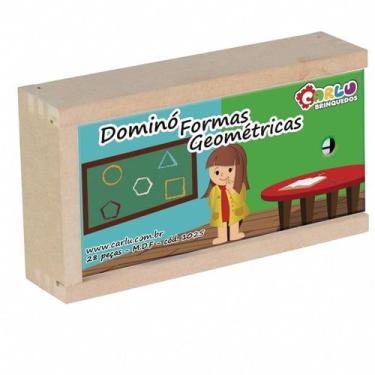 Imagem de Jogo Dominó Formas Geométricas Carlu MDF Ref. 1025, Cores sortidas, UN