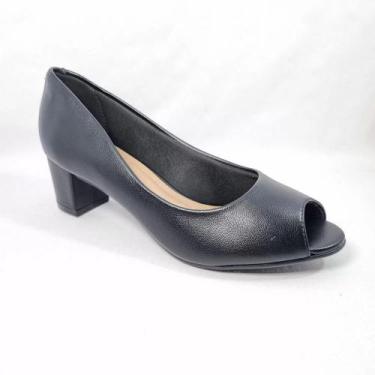 Imagem de Sapato Fem Beira Rio Peep Toe Salto Bloco Preto 4777.400, 37, Preto