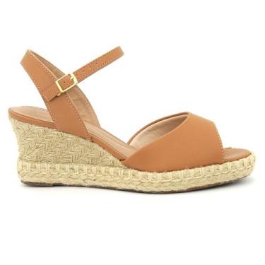 Imagem de Sandália Feminina Beira Rio 8486.118 Bico Aberto Plataforma, 35, Camel