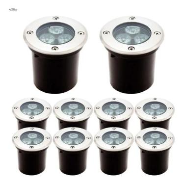 Imagem de Kit 10 Balizador Spot Led Embutir Chao Piso Jardim 3w Cúpula Banco Que