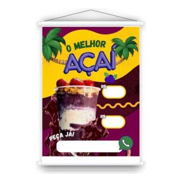 Imagem de Banner Açaí 30x40cm para Uso Interno e Externo - Placas iguassu