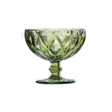 Imagem de Taça Coquetel (sobremesa) de Vidro Diamante Verde 310ml - Class Home