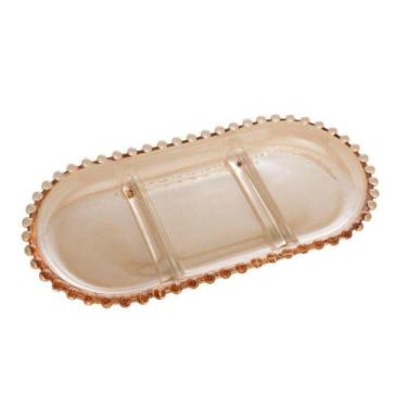 Imagem de Petisqueira oval 3 divisoes em cristal de chumbo pearl ambar - Wolff