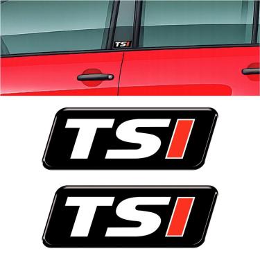 Imagem de Kit 2 Adesivos Vinil Branco Resinado 3D TSI para Personalização Automotiva em Superfícies Lisas