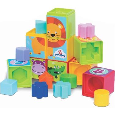 Imagem de Brinquedo Educativo Cubinhos 5 em 1 com 5 Atividades para Crianças de 18 Meses Mercotoys